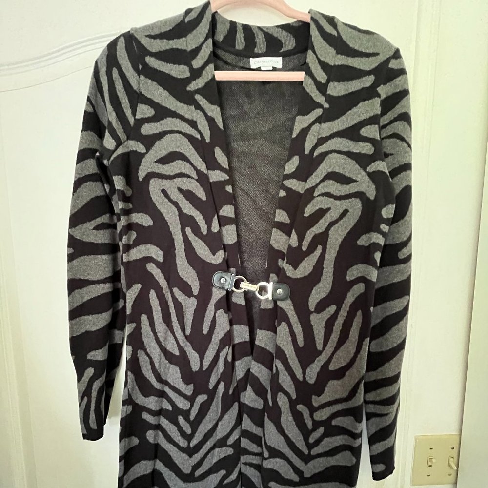 CHARTER CLUB LEOPARD PRINT FRONT TOGGLE BUCKLE LONG SLEEVE CARDIGAN WOMEN SIZE S
